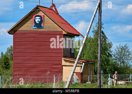 Schöne hölzerne Gebäude in Russland, Region Perm Stockfoto