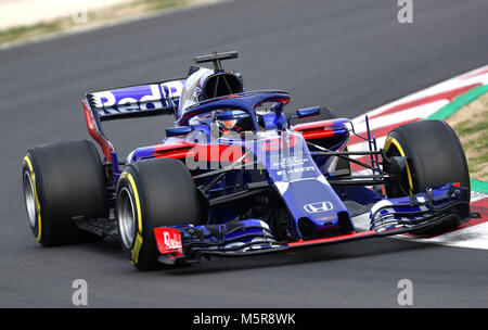 Von Toro Rosso Brendon Hartley während einem Tag Vorsaison-testprogramm auf dem Circuit de Barcelona-Catalunya, Barcelona. PRESS ASSOCIATION Foto. Bild Datum: Montag, 26. Februar 2018. Siehe PA Geschichte AUTO Barcelona. Photo Credit: Tim Goode/PA-Kabel. Einschränkungen: Nur für den redaktionellen Gebrauch bestimmt. Kommerzielle Nutzung mit vorheriger Zustimmung von Teams. Stockfoto