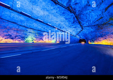 Laerdal Tunnel in Norwegen, der längste Straßentunnel der Welt seit 2000. Stockfoto