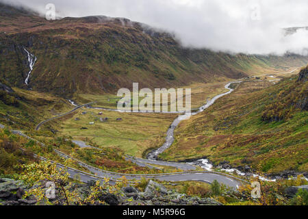 Kvassdalen Tal in Hordaland, Norwegen. Stockfoto