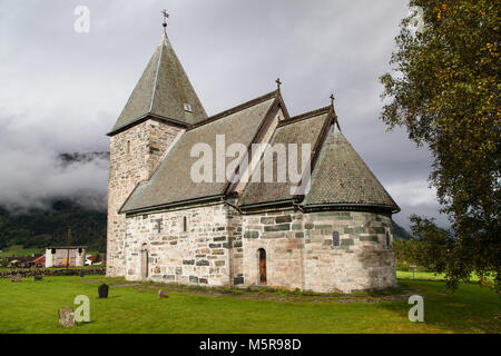 Hove Kirche in Vikoyri, Sogn og Fjordane, Norwegen. Stockfoto