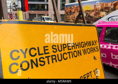 Zyklus bau Superhighway Werke Benachrichtigung Stockfoto