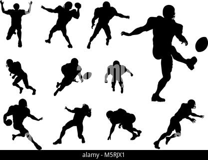 American Football Player Silhouetten Stock Vektor