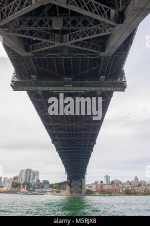 Unter Beförderung von Sydney Harbour Bridge von Dawes Point. Dawes Point. Australien Stockfoto