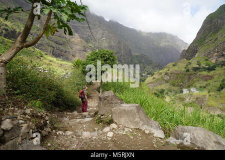 Wanderweg, Tal Paul, Santo Antao, Kap Verde Stockfoto