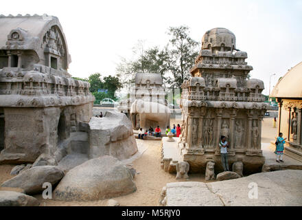 Arjuna Ratha, Mahabalipuram, Indien Stockfoto