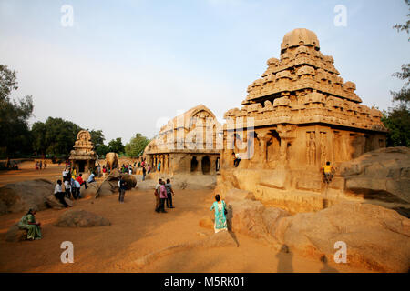 Yudhishthir Ratha, Mahabalipuram, Indien Stockfoto