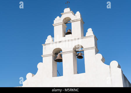Mission Glocken der San Juan Mission in San Antonio Missions National Historic Park, Texas Stockfoto