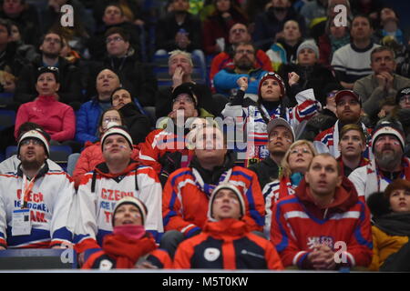 Gangneung, Südkorea. 24 Feb, 2018. Tschechische Fans in Aktion während der Männer Bronzemedaille hockey Spiel bei den Olympischen Winterspielen 2018 in Tainan, Südkorea, Samstag, 24.02.2018. Quelle: Michal Kamaryt/CTK Photo/Alamy leben Nachrichten Stockfoto