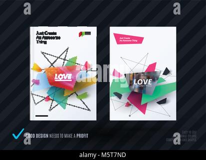 Satz von Design Broschüre, abstrakte Jahresbericht, horizontale Abdeckung Layout, Flyer Stock Vektor