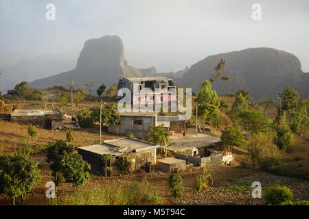 Berglandschaft in der Nähe von Rui Vaz, Insel Santiago, Kap Verde Stockfoto