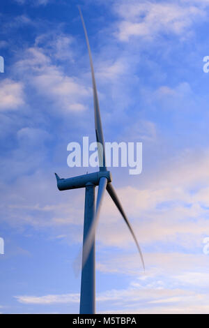 Wind Turbine und Strom pylon Mynydd y Betws Windpark Amman und Swansea Carmarthenshire Tal Neath Port Talbot Wales Stockfoto