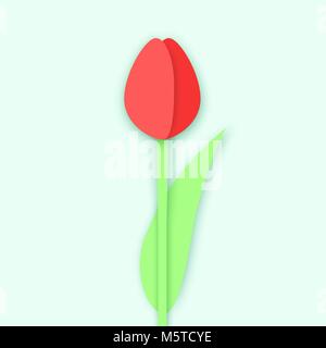 Rotes Papier schneiden Tulpe Blume Stock Vektor