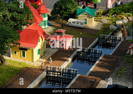 Lego Steine Gota Canal, Schweden in Mini Landfläche im Legoland Billund Resort eröffnet 1968 in Billund, Dänemark. August 2015, ist die größte touristische Ein Stockfoto