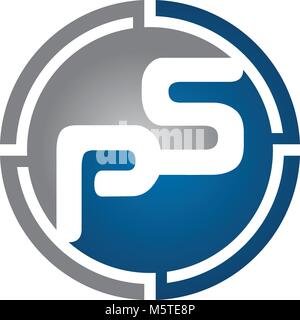 Schreiben PS Logo Design Template Vector Stock Vektor