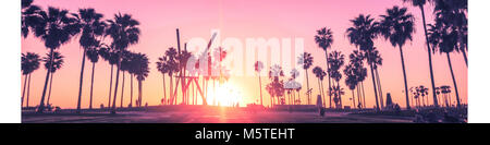 Venice Beach Panorama Blick auf den Sonnenuntergang Stockfoto