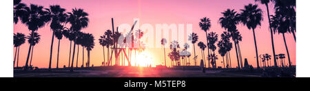 Venice Beach Panorama Blick auf den Sonnenuntergang Stockfoto