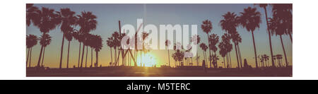 Venice Beach Panorama Blick auf den Sonnenuntergang Stockfoto