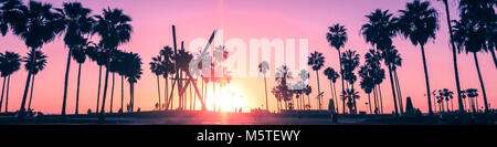 Venice Beach Panorama Blick auf den Sonnenuntergang Stockfoto