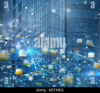 Abstrakte Internetverbindung Netzwerk Hintergrund mit Motion Effekte Stockfoto