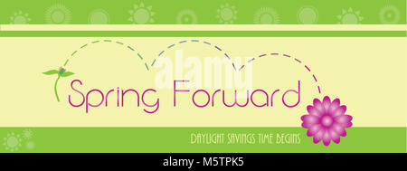 Frühling vorwärts Banner die Sommerzeit beginnt Stockfoto