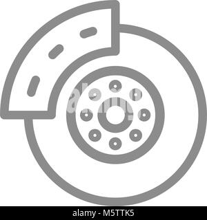 Einfache Scheibenbremse Symbol Leitung. Symbol und Zeichen Vector Illustration Design. Auf weissem Hintergrund Stock Vektor