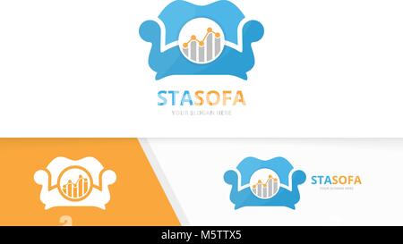 Vektor Grafik und einem Logo Kombination. Diagramm- und Tisch-Symbol oder das Symbol. Einzigartige Grafik und Sessel Logo Design Template. Stock Vektor