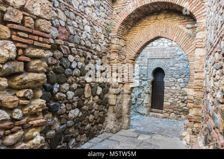 Historisches Monument, La Alcazaba, palastartigen Befestigungsanlage. Malaga, Spanien. Stockfoto