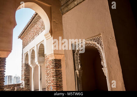 Historisches Monument, La Alcazaba, palastartigen Befestigungsanlage. Malaga, Spanien. Stockfoto