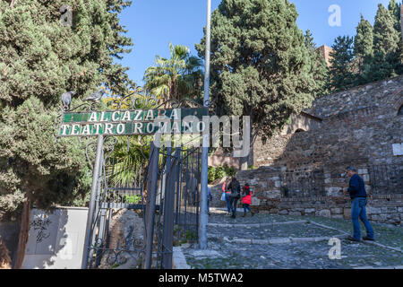 Historisches Monument, La Alcazaba, palastartigen Befestigungsanlage. Malaga, Spanien. Stockfoto