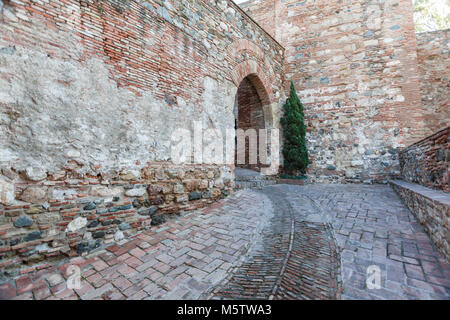 Historisches Monument, La Alcazaba, palastartigen Befestigungsanlage. Malaga, Spanien. Stockfoto