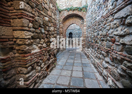 Historisches Monument, La Alcazaba, palastartigen Befestigungsanlage. Malaga, Spanien. Stockfoto