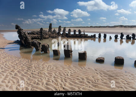 Historischen Fachwerkhäuser Wrack bei Ainsdale, Großbritannien Stockfoto