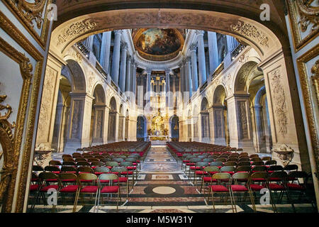 VERSAILLES, Frankreich - 14. FEBRUAR 2018: Interieur und Details der Royal Apartments von Versailles. Schloss Versailles ist in der UNESCO-Welterbe Sitzen Stockfoto