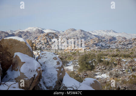 Schneefall auf dem Damm entlang Barker Trail. Stockfoto