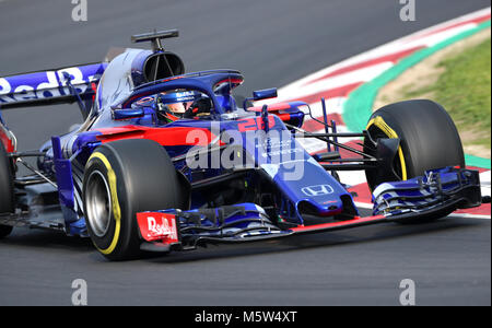 Von Toro Rosso Brendon Hartley während einem Tag Vorsaison-testprogramm auf dem Circuit de Barcelona-Catalunya, Barcelona. Stockfoto