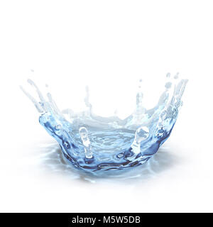 Spritzwasser auf Weiß isoliert. 3D-Darstellung Stockfoto