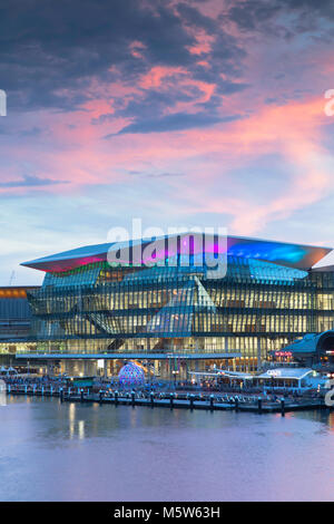 International Convention Center bei Sonnenuntergang, Darling Harbour, Sydney, New South Wales, Australien Stockfoto