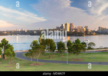 Blick über den Hafen von Sydney von barangaroo finden, Sydney, New South Wales, Australien Stockfoto