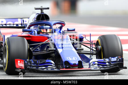 Von Toro Rosso Brendon Hartley während einem Tag Vorsaison-testprogramm auf dem Circuit de Barcelona-Catalunya, Barcelona. Stockfoto