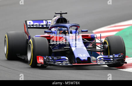 Von Toro Rosso Brendon Hartley während einem Tag Vorsaison-testprogramm auf dem Circuit de Barcelona-Catalunya, Barcelona. Stockfoto