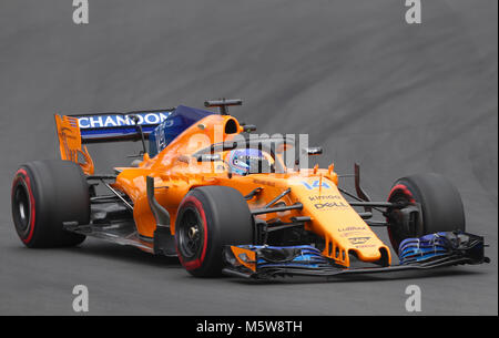 Fernando Alonso McLaren während der Tag einer Vorsaison-testprogramm auf dem Circuit de Barcelona-Catalunya, Barcelona. Stockfoto
