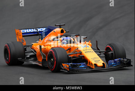 Fernando Alonso McLaren während der Tag einer Vorsaison-testprogramm auf dem Circuit de Barcelona-Catalunya, Barcelona. Stockfoto