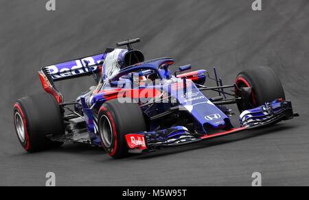 Von Toro Rosso Brendon Hartley während einem Tag Vorsaison-testprogramm auf dem Circuit de Barcelona-Catalunya, Barcelona. Stockfoto