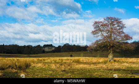 Ein Blick auf Tatton Park Mansion als vom See Seite gesehen. Stockfoto