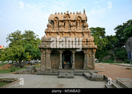 Alte monolithische Tempel in Mahabalipuram Stockfoto