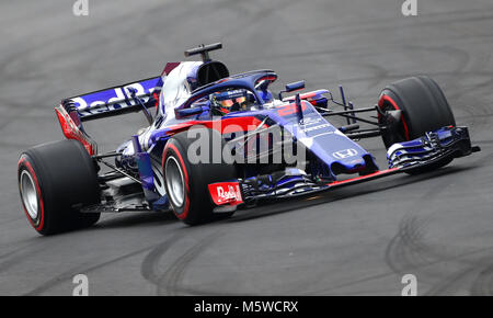 Von Toro Rosso Brendon Hartley während einem Tag Vorsaison-testprogramm auf dem Circuit de Barcelona-Catalunya, Barcelona. Stockfoto