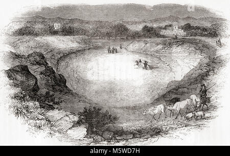 Maumbury Rings, Dorchester, Dorset, England in der Mitte des 19. Jahrhunderts. Eine alte Britische henge Erdarbeiten durch die Römer für die Verwendung als Amphitheater umgebaut. Aus Old England: eine bildliche Museum, veröffentlicht 1847. Stockfoto