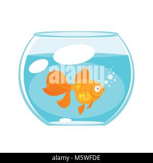 Vektor Cartoon Stil Abbildung: home Tier-PET-gold Fische im Aquarium. Auf weissem Hintergrund. Stock Vektor