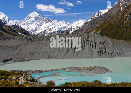 Mueller See unterhalb Mt Cook in Neuseeland Stockfoto